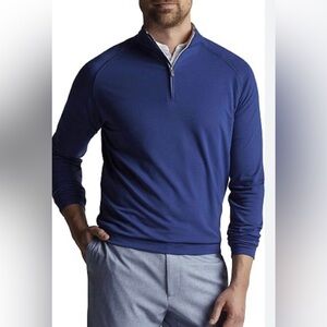 PETER MILLAR Crown Crafted Stealth Navy Blue 1/4 Zip Golf Sweater M Medium